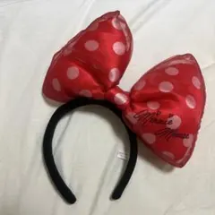 ミニーマウス 水玉 カチューシャ シアー リボン 赤 ミニーちゃん