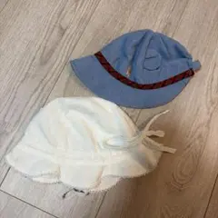 〈美品〉ミキハウス　ファミリア　ベビー帽子 2点セット