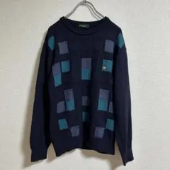 GoldenBear ゴールデンベア　刺繍ロゴ　ウール　長袖ニット　ブラックのサムネイル