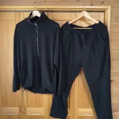 FEELING MADE ハーフジップ スウェット セットアップ ブラック