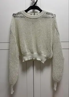 EMODAアイボリー ニット クロップド丈