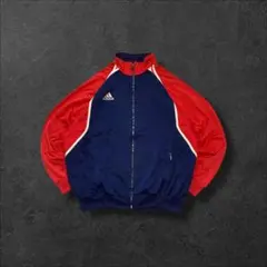 90sアディダスadidas古着トラックジャケット袖ラインネイビー赤R666