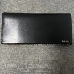 Paul Smith ポールスミス 長財布 ストライプ ブラック 黒 牛革