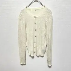 アイボリー ケーブルニット カーディガン M