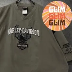 US古着◆ハーレーダビッドソン Tシャツ イーグル　ロゴ刺繍