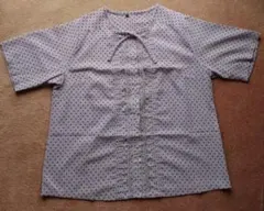 紫色 水玉模様 五分丈 ブラウス