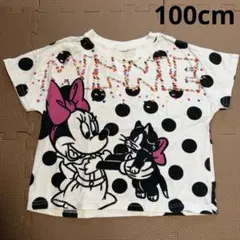 【美品】 ミニー フィガロ ディズニー 半袖 Tシャツ 水玉 白色 100cmのサムネイル
