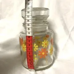 昭和レトロ アデリア 花柄 ガラス瓶 中型 保存容器 キャニスター ヴィンテージのサムネイル