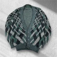 ヴィンテージ　幾何学模様　カーディガン