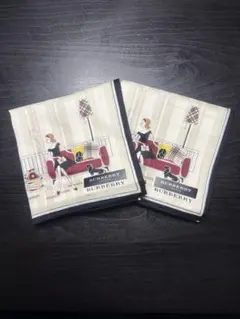 【新品未使用】BURBERRY ハンカチ 2枚set(女の子ダックス犬)