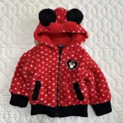 ベビードール　ミニー　赤　ドット柄　フリース　アウター　パーカー　80cm