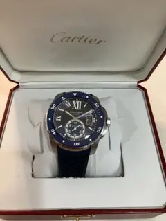 10回程度の利用　カリブルドゥ　カルティエ　ネイビー　ブルー　ダイバー　時計のサムネイル
