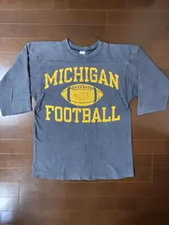 鬼フェード80sチャンピオン茄子紺フットボールTシャツトリコタグビンテージ