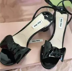 miumiu ミュウミュウ サンダル 黒 エナメル 39 新品未使用品