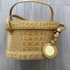 49AVJUNKO SHIMADA バニティバッグ　クロコ型押し　キャメル