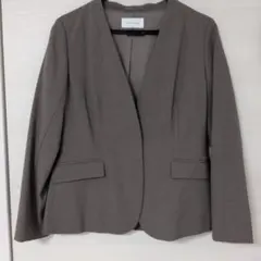 GLOBAL WORK　ウツクシルエットVジャケット　モカ　グレージュ　L