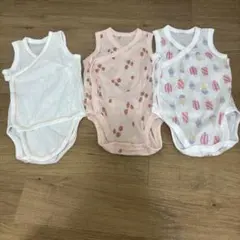 ユニクロ　コットンメッシュ　ボディースーツ　70㎝　3枚セット　前開きタイプ