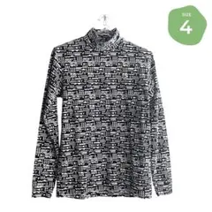 パーリーゲイツ　コットンモダールダンボール ハイネックカットソー　総柄　7 パーリーゲイツ コットンモダールダンボール ハイネックカットソー 総