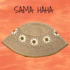 ハンドメイド／男女兼用／バケットハット／フラワーモチーフバケハ／クロシェハットのサムネイル