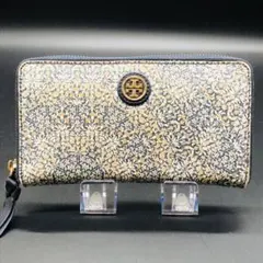 TORY BURCH トリーバーチ 長財布 ファスナー 花柄 ネイビー