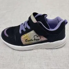 スニーカー　ブラック　パープル　20センチ ハート　ラメ