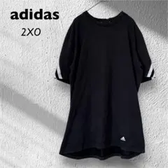 【adidas 】アディダス3本ラインブラック 半袖Tシャツ2XO