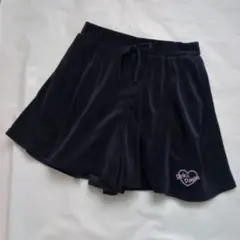 140cm　女の子　ネイビー ハート刺繍 スカート　キュロット　ベロア素材