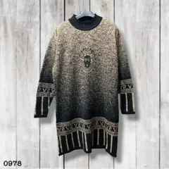 V2 VERSACE ウール ロング ニット セーター 長袖 黒 K0978のサムネイル