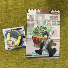 ヒロアカ　オープンスクール限定　缶バッジ　＆イラストシート　緑谷出久