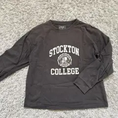 【訳あり】グローバルワーク　140 長袖Tシャツ　グレー　ロンT ロゴ　お値打ち