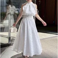 【新品未使用】アメスリロングワンピース　　オフホワイト　ナイスクラップ