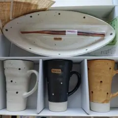 美濃焼　水峰窯　Table Club マグカップ&楕円ボールセット