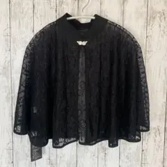 結婚式　パーティ　ボレロ　ブラ　レース　黒　ショール　フォーマル　リーフ柄