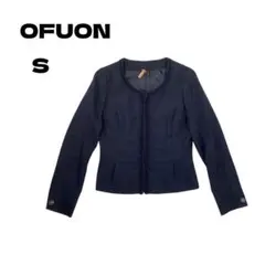 OFUON ママスーツ ノーカラージャケット ネイビー 38 S 古着のサムネイル