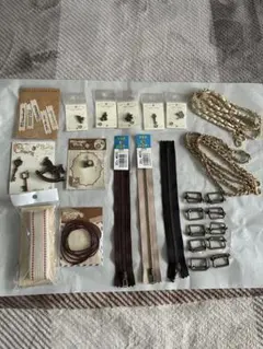 手芸パーツセット チャーム ファスナーショルダー紐など