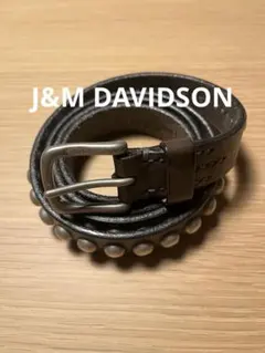 J&M DAVIDSONスタッズ付きダークブラウンレザーベルト 34のサムネイル
