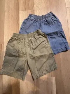 GU デニム　カーキ　ハーフパンツ