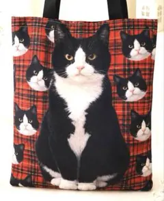 ハンドメイド 子猫パネル生地 帆布 トートバッグ 黒 - メルカリ