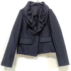 ギャバジンケーティー フロントボタン フリル付き ジャケット ブラック 9号