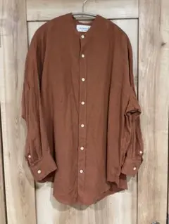 ACCUSEアキュゼ リネンシャツ　オレンジ　レンガ　オーバーシャツtantan