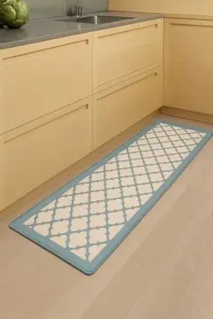 キッチンマット 洗える 撥水 両面滑り止め マット グレー 45×150cm