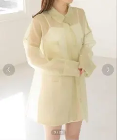 Heather ヘザー　袖スリットシアーシャツ