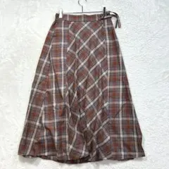terawear emu/L/茶色/チェック柄/ロングスカート/Aライン/秋冬