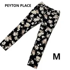 美品　ペイトンプレイス　花柄 スキニーパンツ ブラック系　ベロア　M ストレッチ