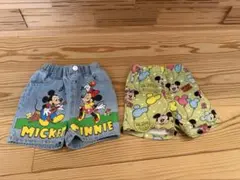ミッキー・ミニー デニムショーツと動物刺繍ショーツセット