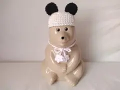 しろくま貯金箱 パンダ帽 りぼん 2点セット