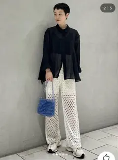 emmi コイルヤーンメッシュニットパンツ ホワイトのサムネイル