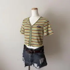 y2k fairy grunge zip border rib tee 平成のサムネイル