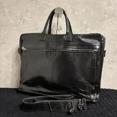ゼニア最高級本革ブリーフケース 黒 A4可 エルメネジルドゼニア