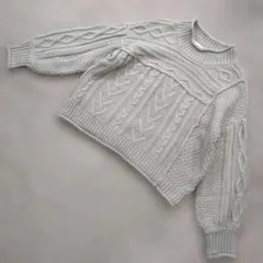 b3278 Löytää【F】グレー ケーブルニット セーターのサムネイル